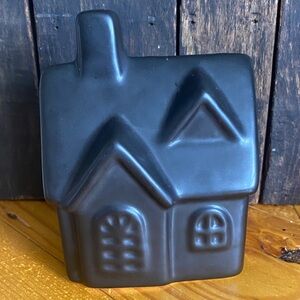 Matte Black Ceramic House Figurine